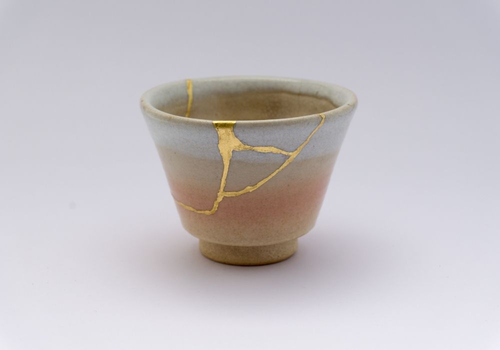 Wabi Sabi Kintsugi mended tea cup