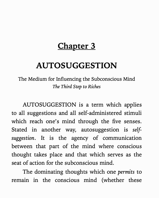 Think and Grow Rich autosuggestion sample page